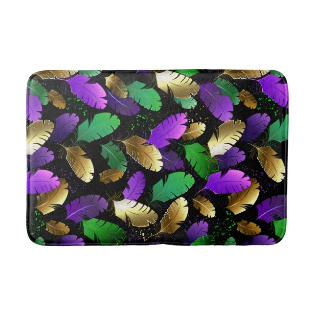 Seamless Pattern with Mardi Gras feathers Bath Mat (Front)
