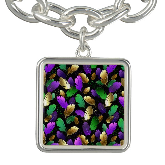 Seamless Pattern with Mardi Gras feathers Bracelet (Design)