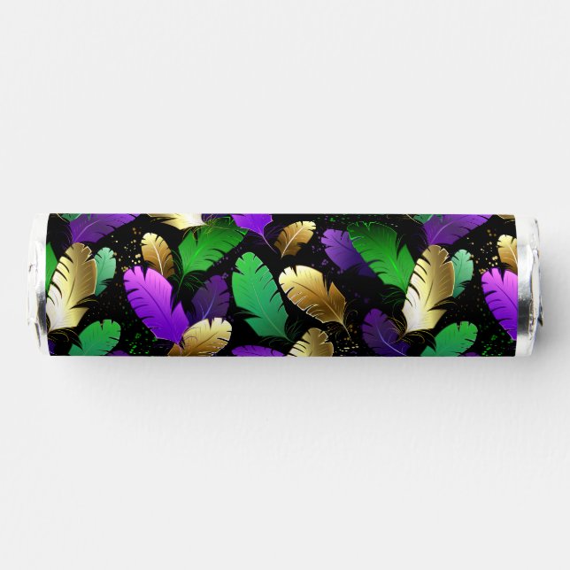 Seamless Pattern with Mardi Gras feathers Breath Savers® Mints (Front)