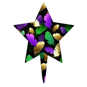 Seamless Pattern with Mardi Gras feathers Cake Topper