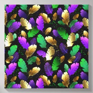 Seamless Pattern with Mardi Gras feathers Canvas Photo Tile