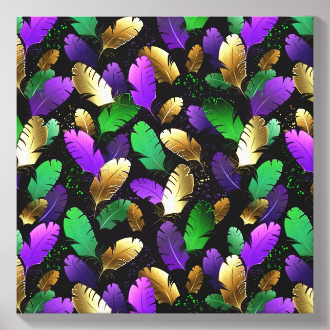 Seamless Pattern with Mardi Gras feathers Canvas Photo Tile (Front Set)