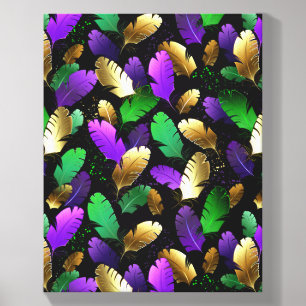 Seamless Pattern with Mardi Gras feathers Canvas Photo Tile