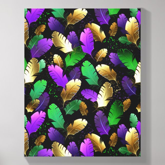 Seamless Pattern with Mardi Gras feathers Canvas Photo Tile (Front Set)