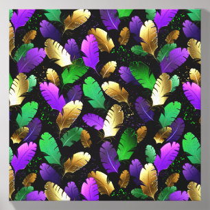 Seamless Pattern with Mardi Gras feathers Canvas Photo Tile