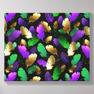 Seamless Pattern with Mardi Gras feathers Canvas Photo Tile