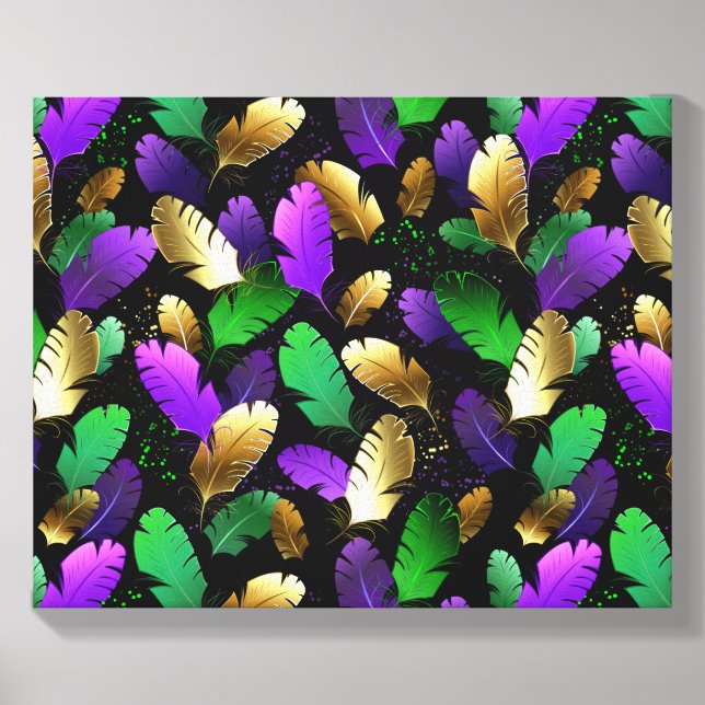 Seamless Pattern with Mardi Gras feathers Canvas Photo Tile (Front Set)