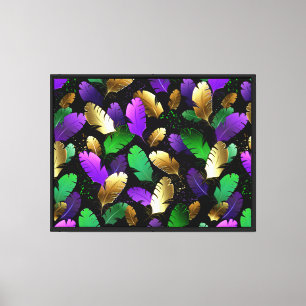 Seamless Pattern with Mardi Gras feathers Canvas Print