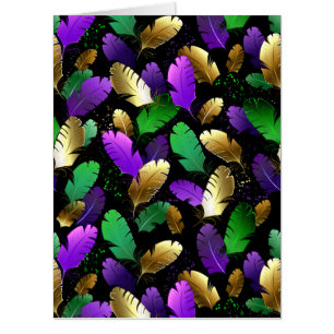 Seamless Pattern with Mardi Gras feathers Card