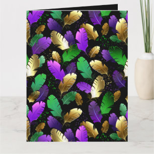 Seamless Pattern with Mardi Gras feathers Card