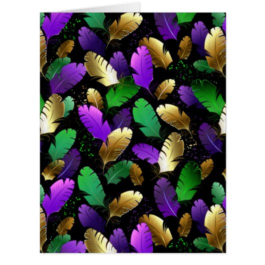 Seamless Pattern with Mardi Gras feathers Cards (Front)