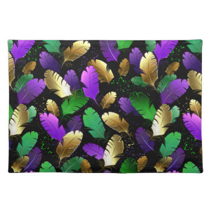 Seamless Pattern with Mardi Gras feathers Cloth Placemat