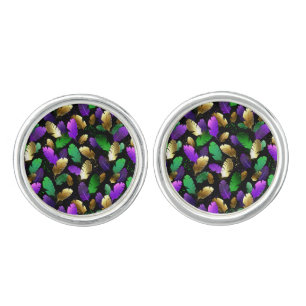 Seamless Pattern with Mardi Gras feathers Cufflinks