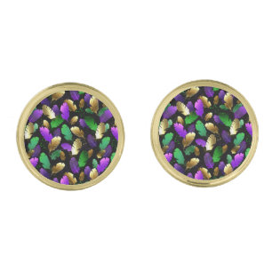 Seamless Pattern with Mardi Gras feathers Cufflinks
