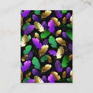 Seamless Pattern with Mardi Gras feathers Discount Card