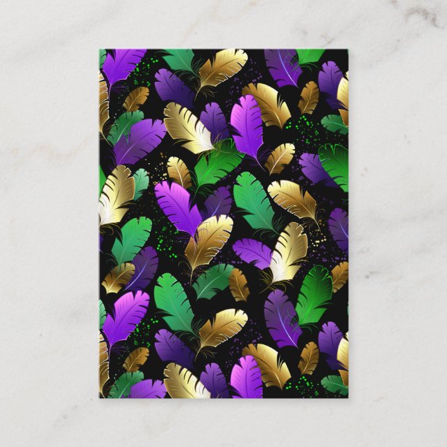 Seamless Pattern with Mardi Gras feathers Discount Card (Front)
