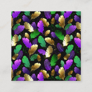 Seamless Pattern with Mardi Gras feathers Discount Card