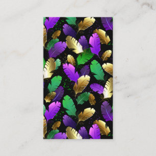 Seamless Pattern with Mardi Gras feathers Discount Card