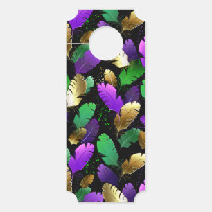 Seamless Pattern with Mardi Gras feathers Door Hanger