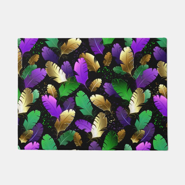 Seamless Pattern with Mardi Gras feathers Doormat (Front)