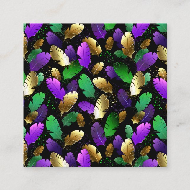 Seamless Pattern with Mardi Gras feathers Enclosure Card (Front)