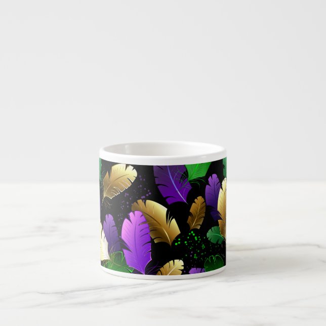 Seamless Pattern with Mardi Gras feathers Espresso Cup (Front)