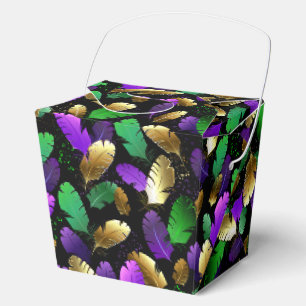Seamless Pattern with Mardi Gras feathers Favor Boxes