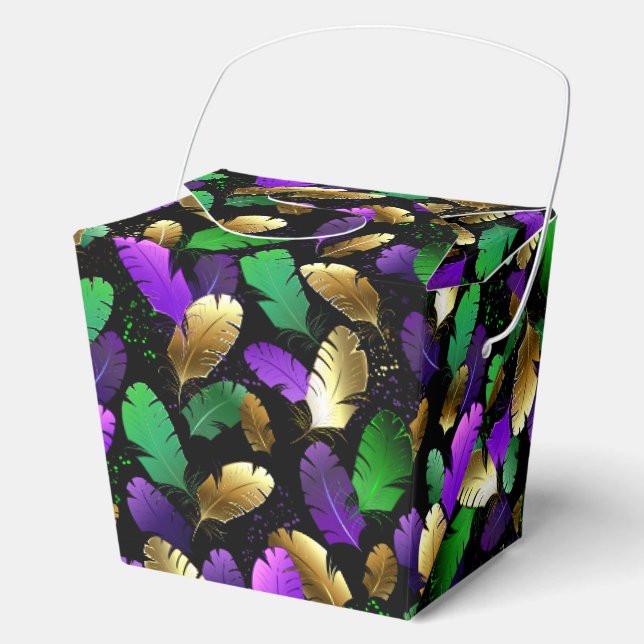 Seamless Pattern with Mardi Gras feathers Favor Boxes (Front)