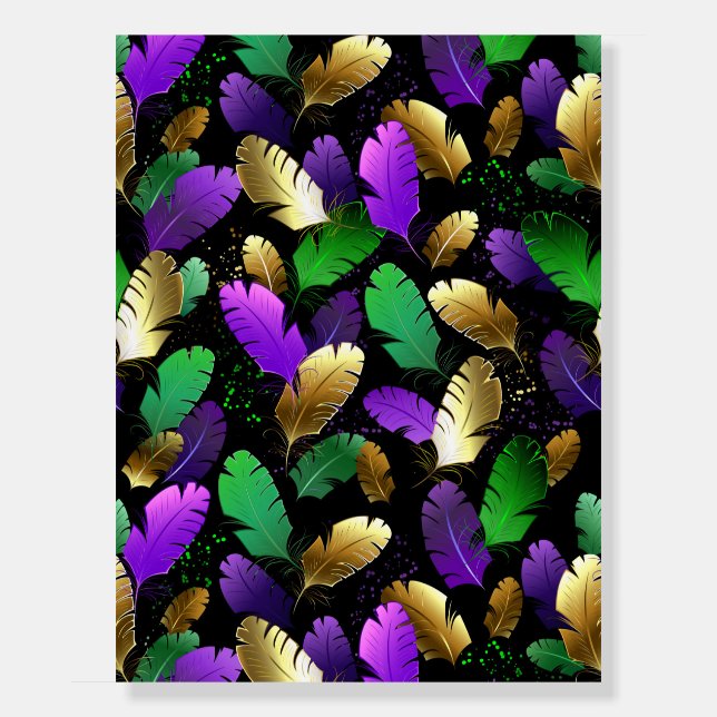 Seamless Pattern with Mardi Gras feathers Foam Board (Front)