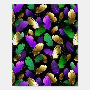 Seamless Pattern with Mardi Gras feathers Foam Board