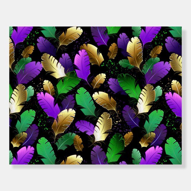 Seamless Pattern with Mardi Gras feathers Foam Board (Front)
