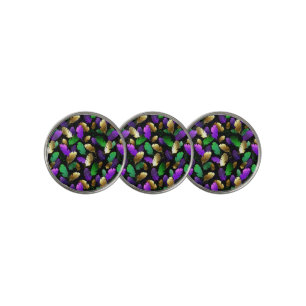 Seamless Pattern with Mardi Gras feathers Golf Ball Marker