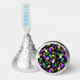 Seamless Pattern with Mardi Gras feathers Hershey®'s Kisses®