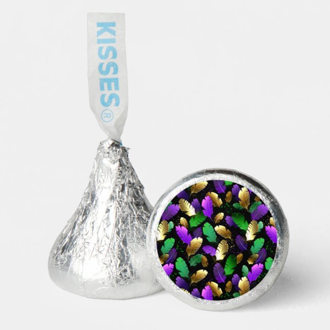 Seamless Pattern with Mardi Gras feathers Hershey®'s Kisses® (Front)
