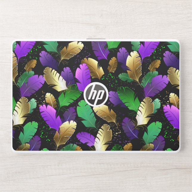 Seamless Pattern with Mardi Gras feathers HP Laptop Skin (Front)