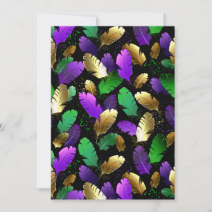 Seamless Pattern with Mardi Gras feathers Invitation