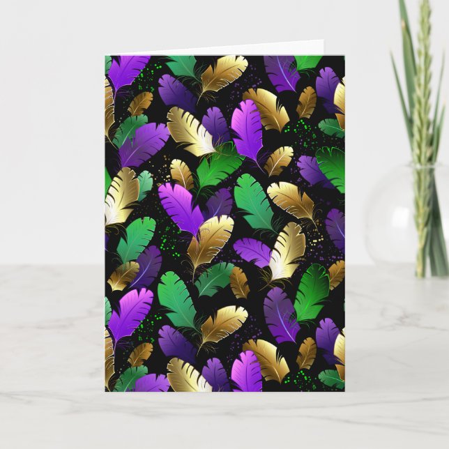 Seamless Pattern with Mardi Gras feathers Invitation (Front)