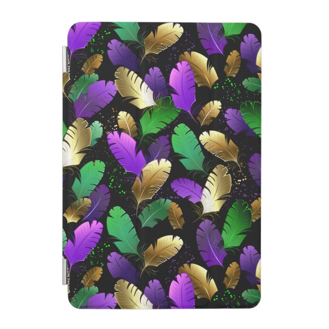 Seamless Pattern with Mardi Gras feathers iPad Mini Cover (Front)