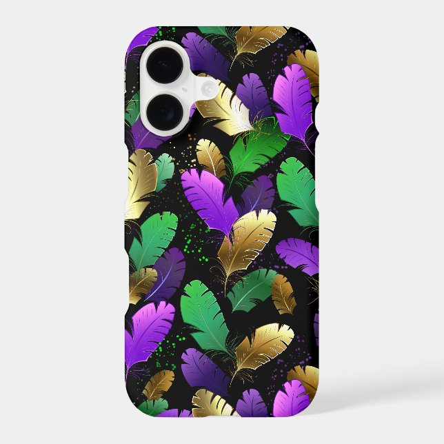 Seamless Pattern with Mardi Gras feathers iPhone Case (Back)