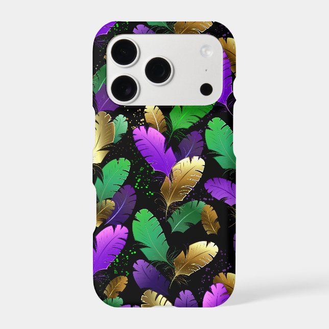 Seamless Pattern with Mardi Gras feathers Iphone Case (Back)