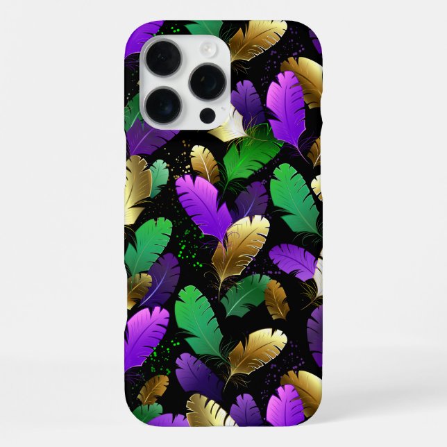 Seamless Pattern with Mardi Gras feathers iPhone Case (Back)