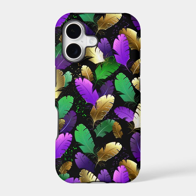 Seamless Pattern with Mardi Gras feathers Iphone Case (Back)