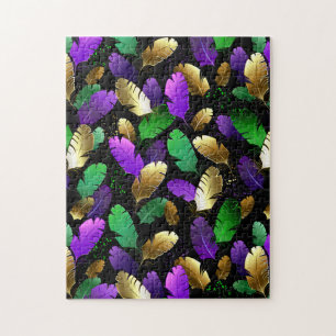 Seamless Pattern with Mardi Gras feathers Jigsaw Puzzle