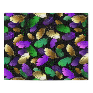 Seamless Pattern with Mardi Gras feathers Jigsaw Puzzle