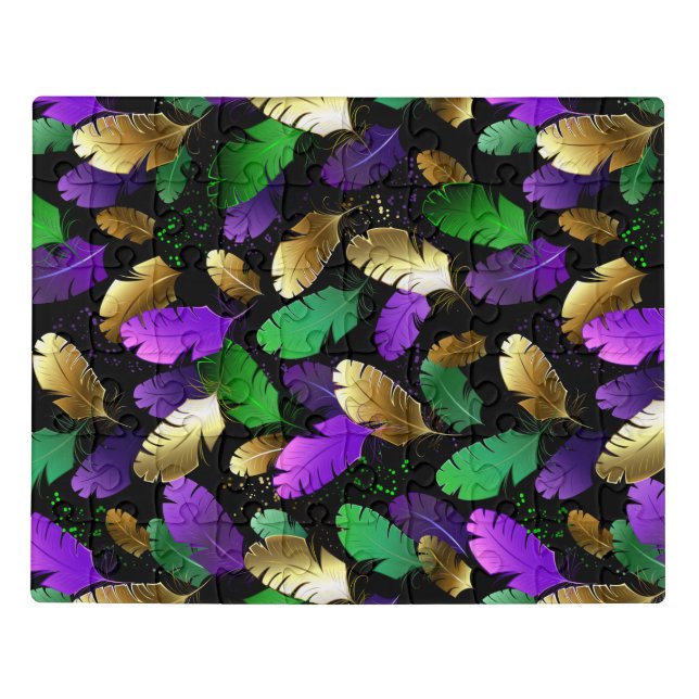Seamless Pattern with Mardi Gras feathers Jigsaw Puzzle (Puzzle Horizontal)