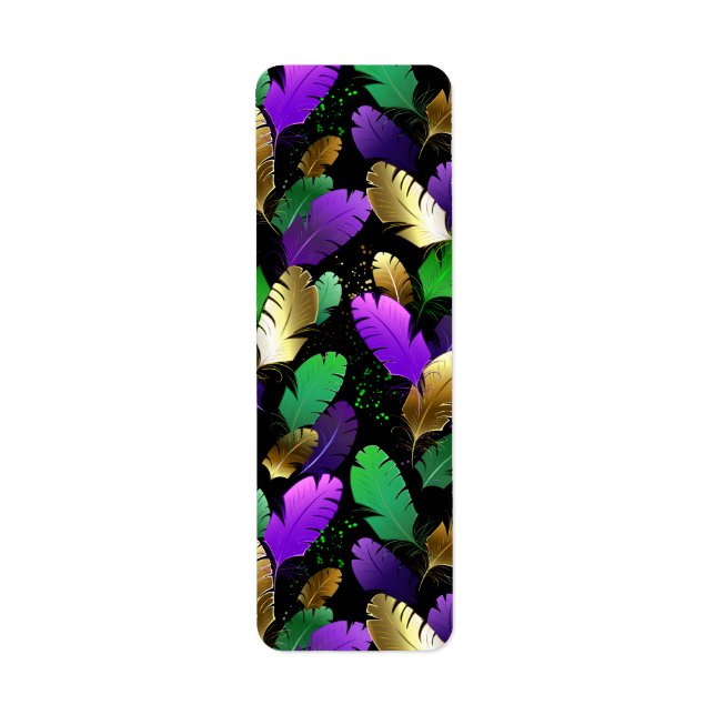 Seamless Pattern with Mardi Gras feathers Label (Front)