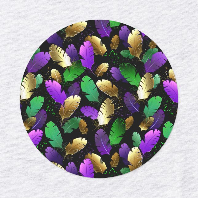 Seamless Pattern with Mardi Gras feathers Labels (Design 1)