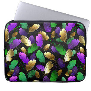 Seamless Pattern with Mardi Gras feathers Laptop Sleeve