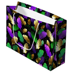 Seamless Pattern with Mardi Gras feathers Large Gift Bag