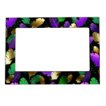 Seamless Pattern with Mardi Gras feathers Magnetic Frame